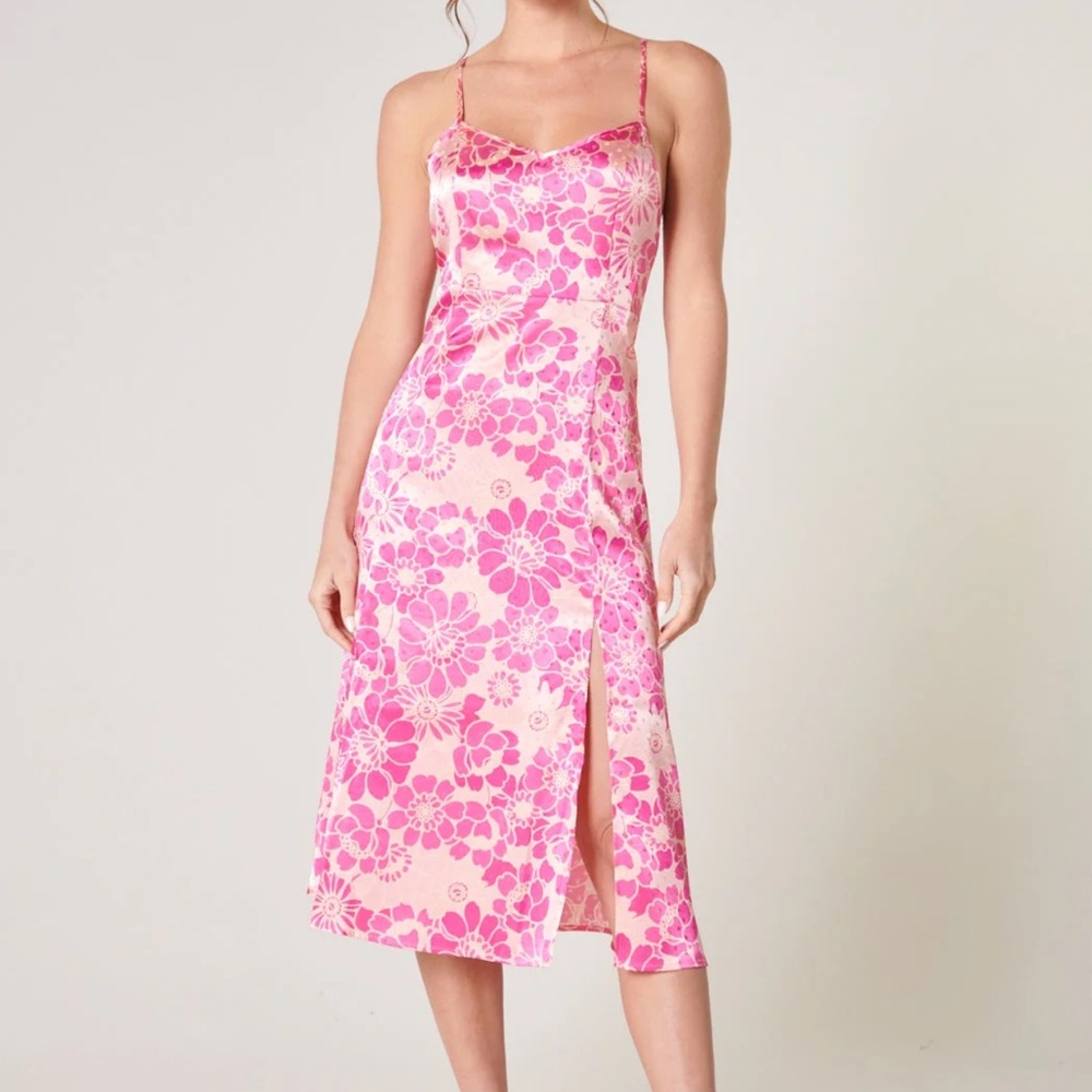 Sugarlips satin pink floral dress